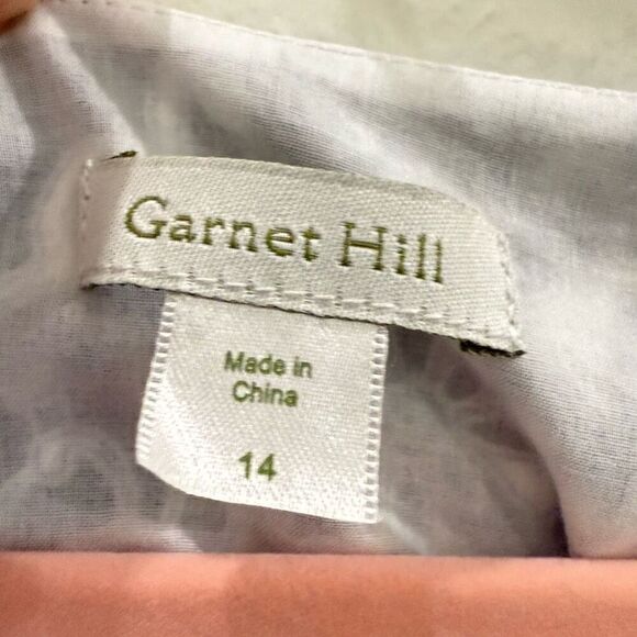 Garnet Hill Sleeveless Cotton Print Dress Navy/White Women’s Size 14 Zipper - Picture 6 of 9